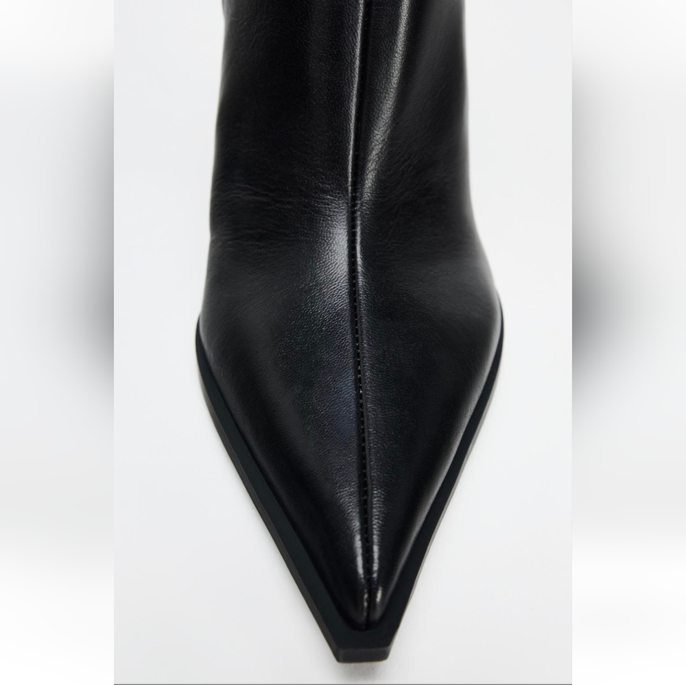 ZARA LEATHER STILETTO HEELED ANKLE BOOTS - Picture 5 of 5